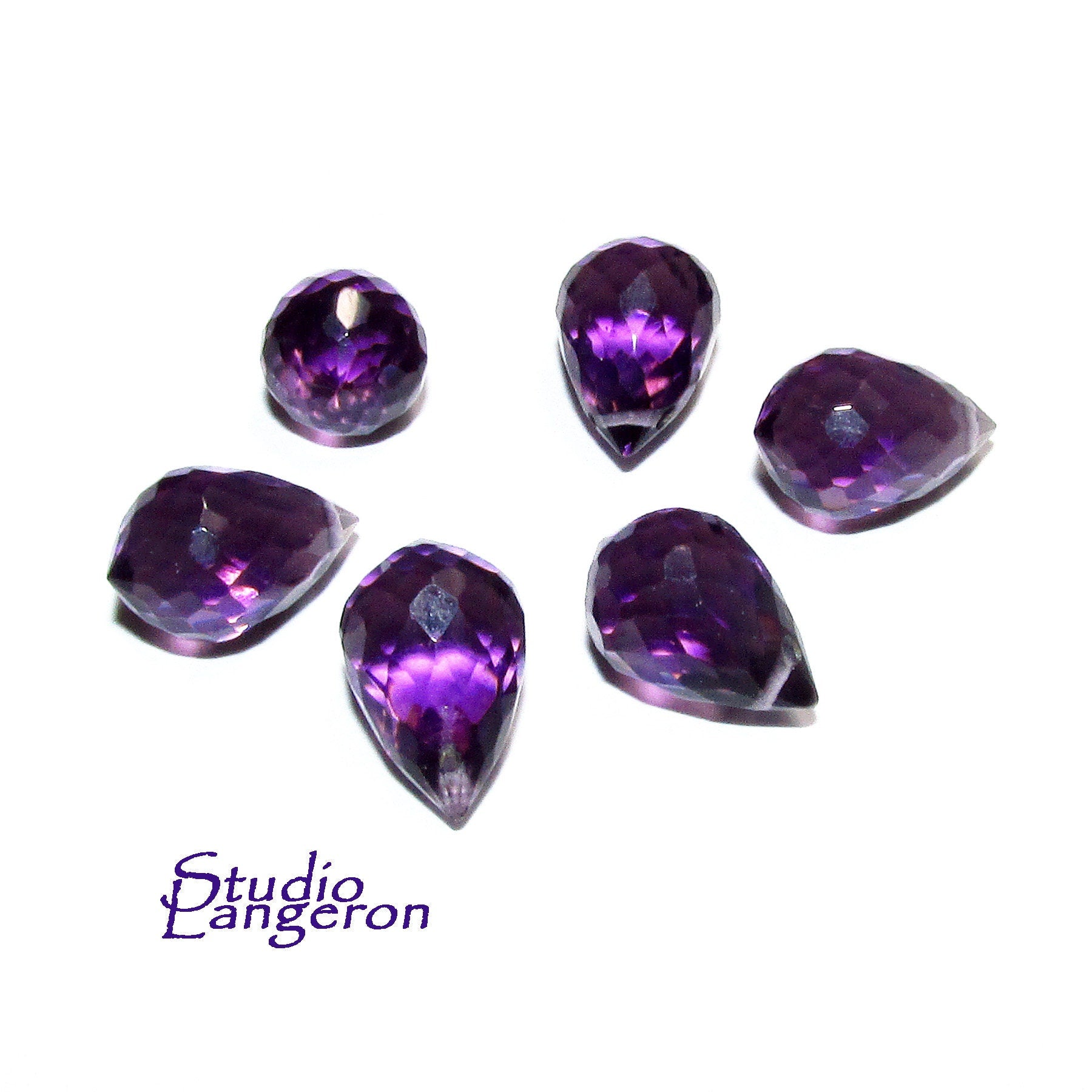 Natural Amethyst Teardrop faceted Beads size 10x7 mm, Amethyst Gemstone, Jewelry making, Natural Gemstone Teardrop beads - 1 piece