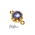 14K Gold Filled natural Iolite round Link Connector size 14x7 mm, Natural Iolite gold filled link, Jewelry making, Connector - 1 piece