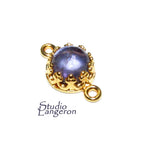14K Gold Filled natural Iolite round Link Connector size 14x7 mm, Natural Iolite gold filled link, Jewelry making, Connector - 1 piece