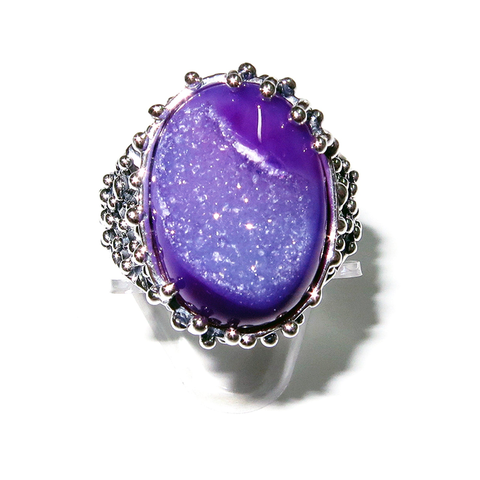 Druse agate ring 925 sterling silver size 8 1/2, Handmade ring, single copy, sterling silver, Druse agate, silver ring, Statement ring