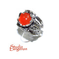 Statement Natural opal ring 925 sterling silver size 8 1/2, Handmade ring, single copy, sterling silver, Orange opal, silver ring, gemstone