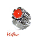 Statement Natural opal ring 925 sterling silver size 8 1/2, Handmade ring, single copy, sterling silver, Orange opal, silver ring, gemstone