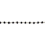 925 Sterling Silver Chain with black onyxes, silver shiny chain, Jewelry making, Natural black onyx, Chain with onyxes - 1 Ft (30 cm)