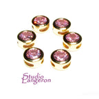 14K yellow gold filled decorative round beads with rose topaz size 5.4x3.2 mm, Jewelry making, Gold filled beads, rose topaz - 1 piece