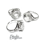 12x12 mm 925 sterling silver blank ring with cushion bezel cup size 5, 6, 7, 8, setting, base ring, jewelry making, bezel cup - 1 piece