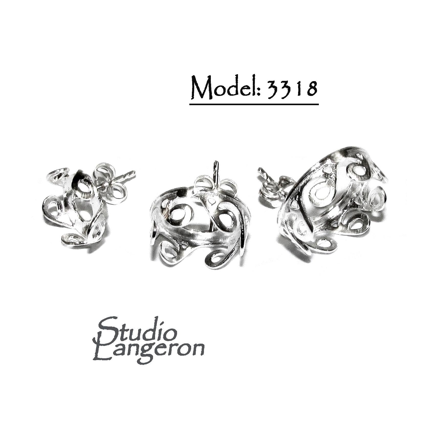 925 Sterling Silver Blank earrings size 8, 10, 12 mm, Bezel cup, Setting, Base Earring, Jewelry making, Silver Earrings - 1 pair (2 pieces)