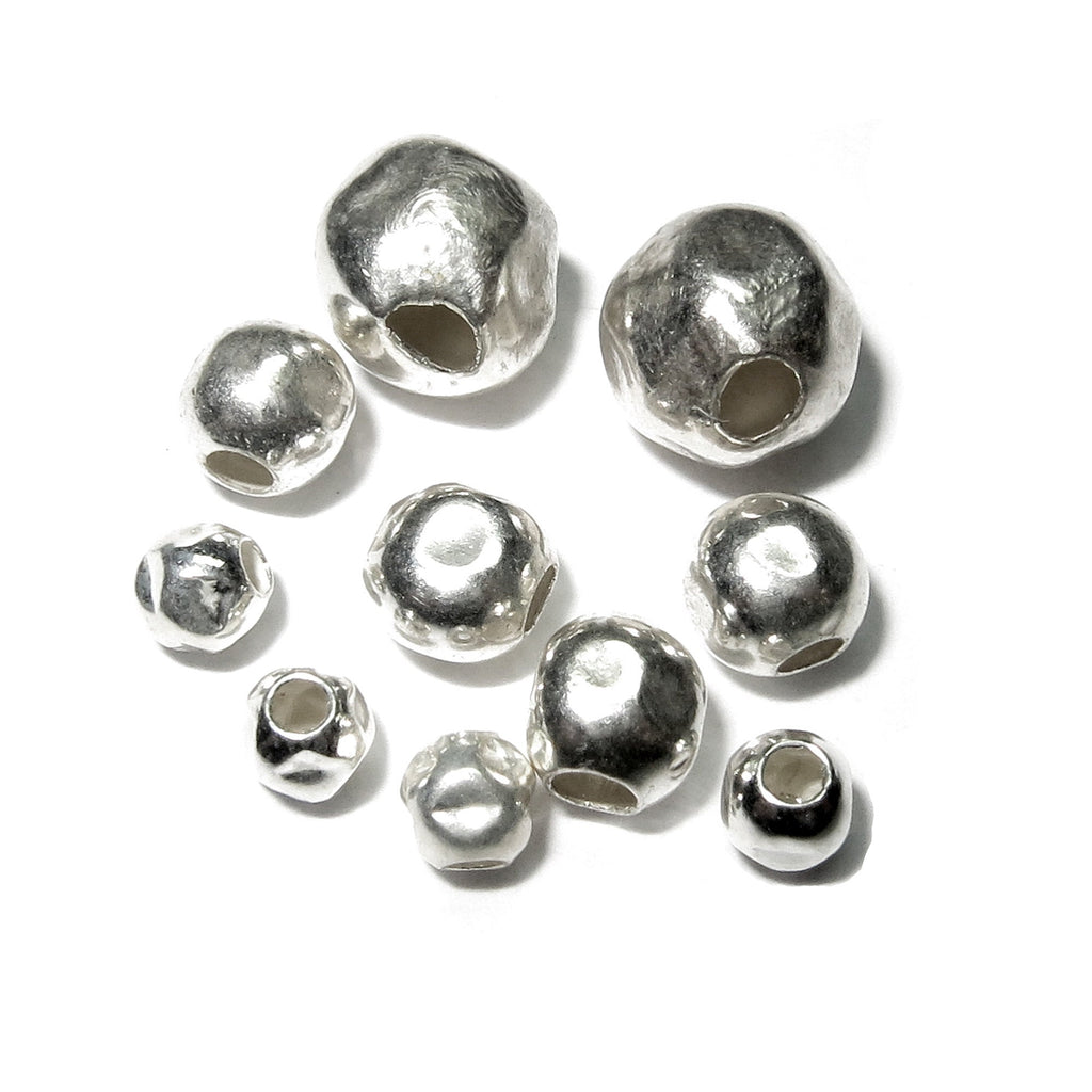 925 Sterling Silver Hammered round shiny Beads sizes 3 - 14 mm, Hammered Beads, Jewelry making, Silver beads, Sterling silver - 1 piece