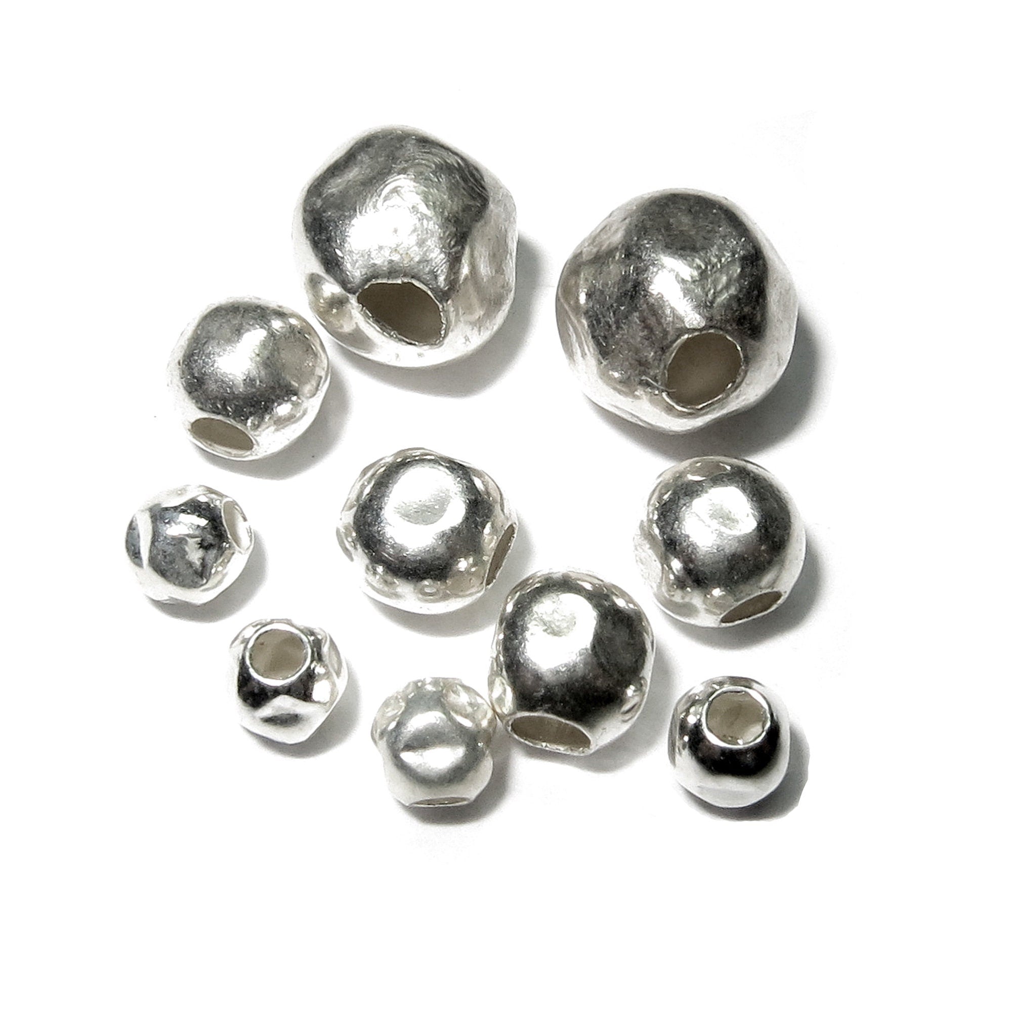 925 Sterling Silver Hammered round shiny Beads sizes 3 - 14 mm, Hammered Beads, Jewelry making, Silver beads, Sterling silver - 1 piece