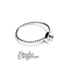 925 sterling silver twisted blank ring with bezel cup 6 mm size 4, 5, 6, 7, 8, 9, 10, 11, bezel cup, base ring, Jewelry making - 1 piece