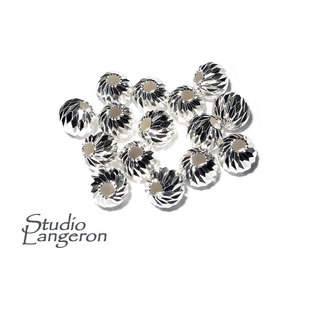 925 sterling silver diamond cut shiny beads size 6 mm, round beads, Jewelry making, silver beads, diamond cut, silver findings - 1 piece