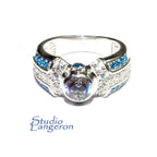 Blue and white topaz ring 925 sterling silver size 7, Handmade ring, single copy, sterling silver, Blue topaz ring, silver ring, gemstone