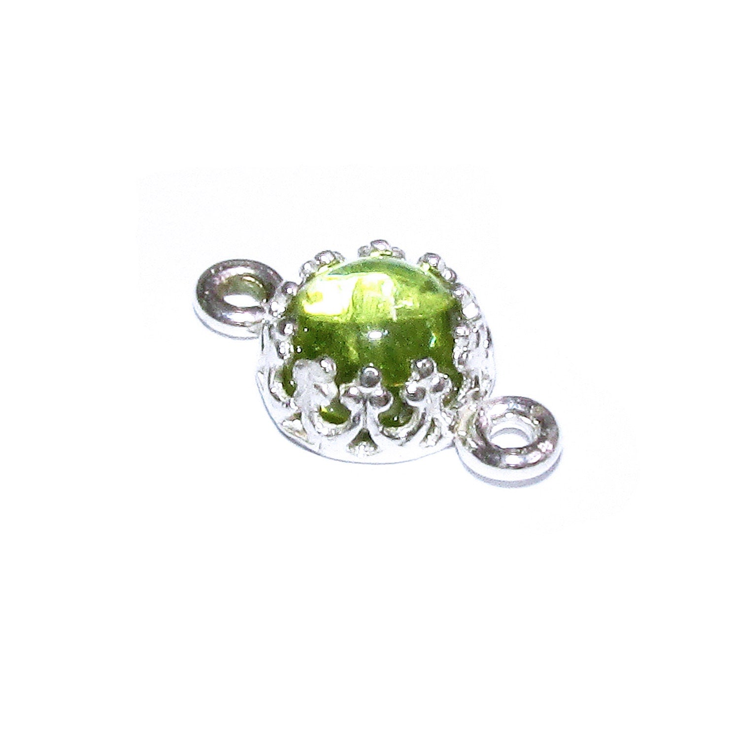 925 Sterling Silver natural Peridot round Link Connector size 14x7 mm, Natural Peridot silver link, Jewelry making, Connector - 1 piece