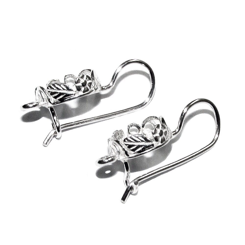 8 mm 925 sterling silver blank earrings with bezel cup and closed ring, Jewelry making, Setting, bezel cup, base earrings - 1 pair (2 piece)