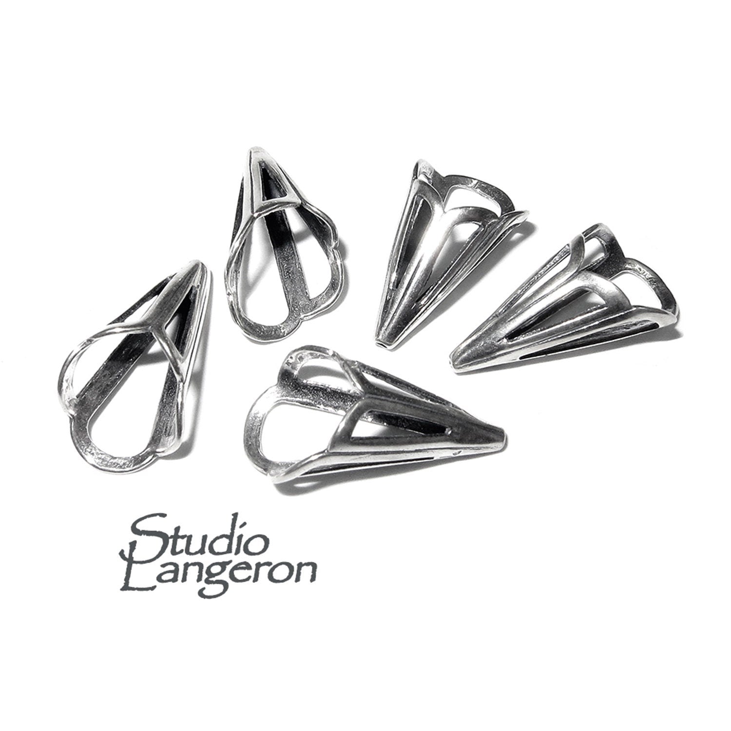 925 Sterling silver Bead Cones, Beading, Beading cones, Sterling silver, Lariat, End caps, Silver cone, Jewelry making - 1 pair (2 piece)