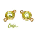 14K Gold Filled Checkerboard Lemon quartz Round Connector size 15x9mm, Jewelry making, gold filled link, Link connector, Connector - 1 piece