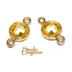 14K Gold Filled Checkerboard Citrine Round Link Connector size 12x7 mm, Citrine gold filled link, Link connector, Jewelry making - 1 piece