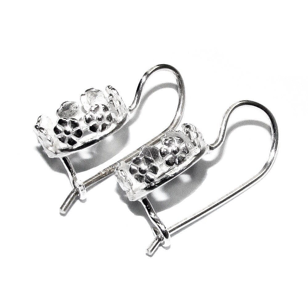 8 mm 925 sterling silver blank earrings with bezel cup, Jewelry making, Setting, bezel cup, base earrings, Earrings - 1 pair (2 piece)