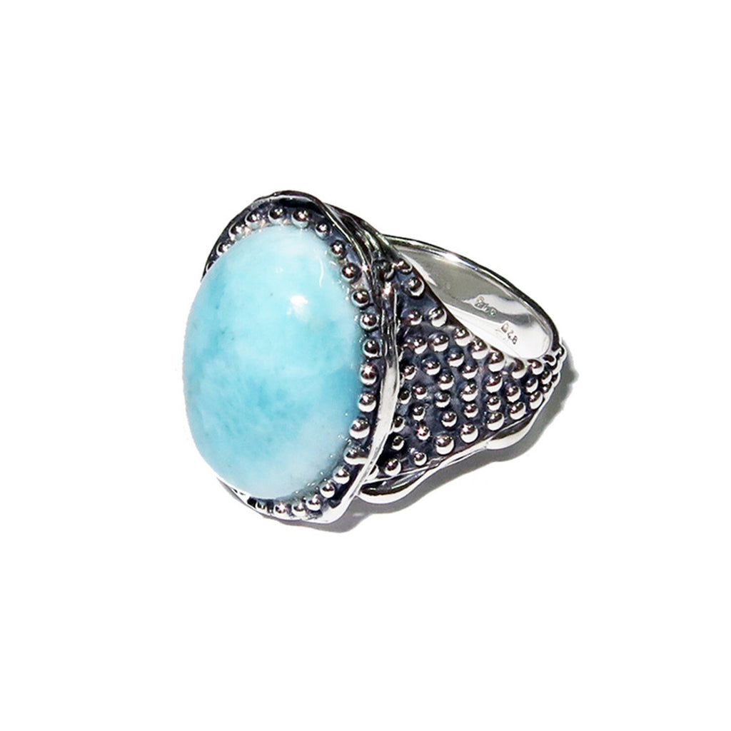 Statement Natural Larimar ring 925 sterling silver size 8, Handmade ring, single copy, Larimar, silver ring, Statement ring, cocktail ring