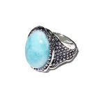 Statement Natural Larimar ring 925 sterling silver size 8, Handmade ring, single copy, Larimar, silver ring, Statement ring, cocktail ring