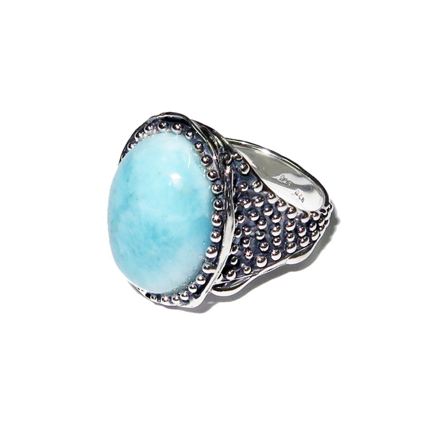 Statement Natural Larimar ring 925 sterling silver size 8, Handmade ring, single copy, Larimar, silver ring, Statement ring, cocktail ring