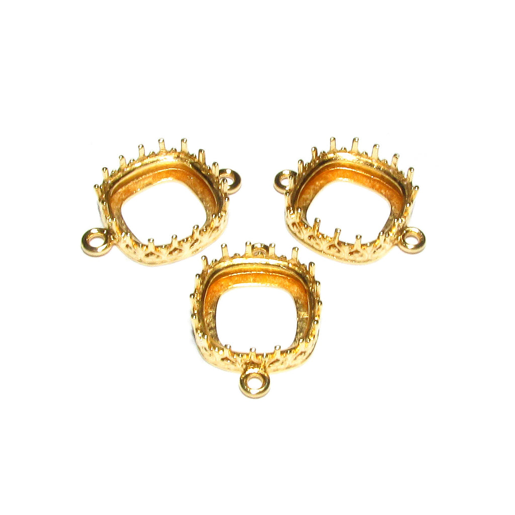 14K Gold filled cushion Bezel Cups size 12x12 mm with two closed rings, Bezel cup, Setting, Jewelry making, Blank Pendant - 1 piece