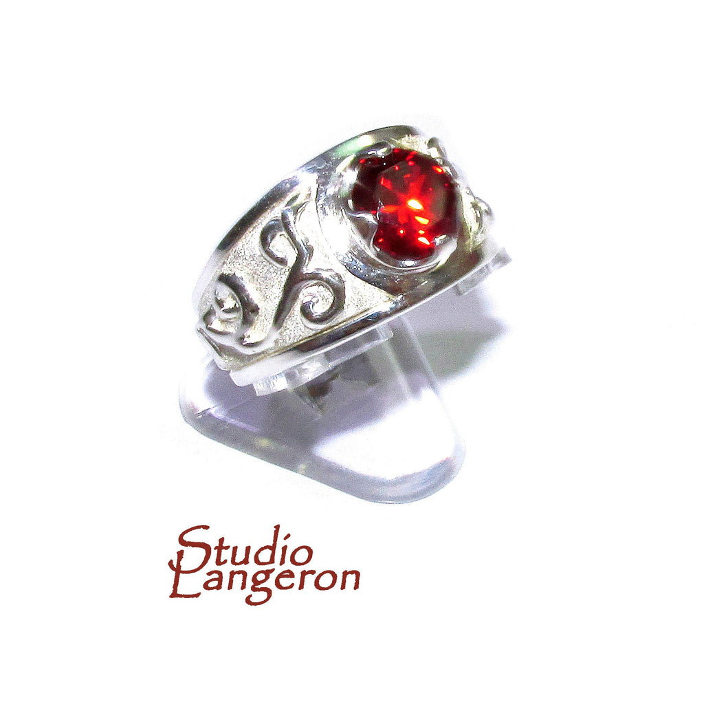 Statement Garnet ring 925 sterling silver size 8, Handmade ring, single copy, sterling silver, Garnet ring,  silver ring, red gemstone