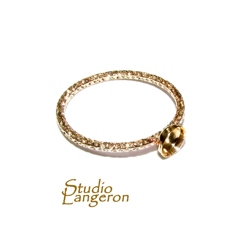 14K Yellow gold filled decorative blank ring with bezel cup 4 mm size 4 - 11, Base ring, Bezel cup, Setting, Jewelry making - 1 piece