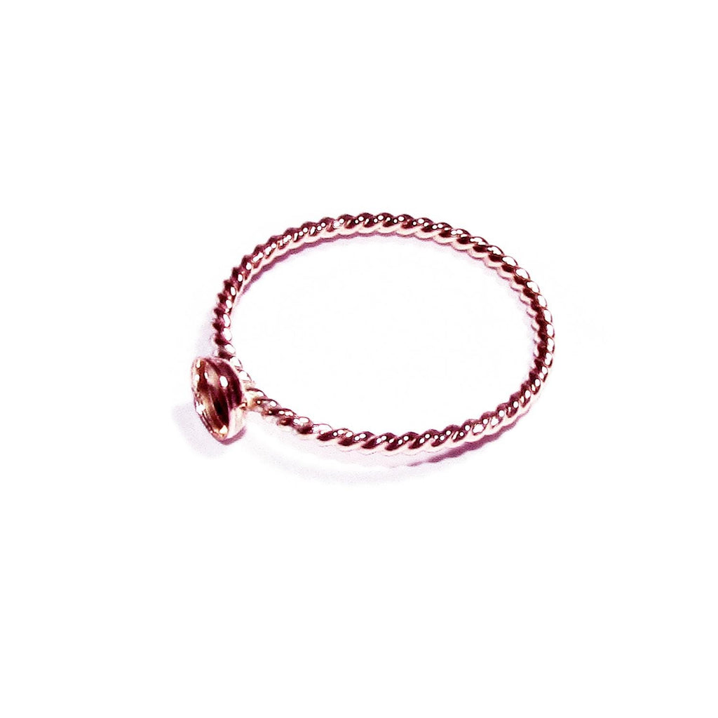 14K Rose gold filled twisted blank ring with bezel cup 4mm size 4, 5, 6, 7, 8, 9, 10, 11, Jewelry making, Mounting ring, bezel cup - 1 piece