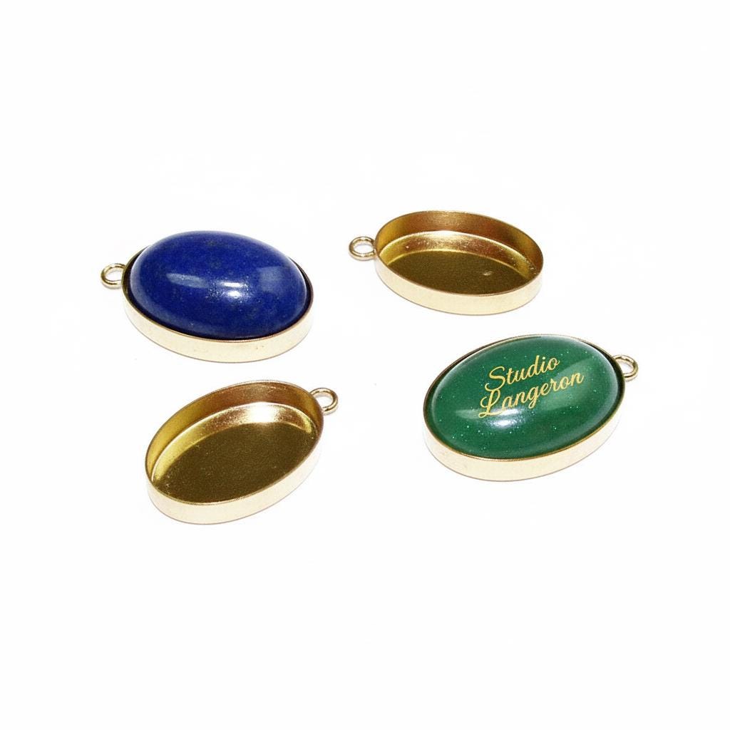 14K Yellow gold filled Oval Bezel Cup size 4x6 - 18x25 mm, Oval Bezel cup, Jewelry making, Setting, Gold Filled bezel cup - 1 piece