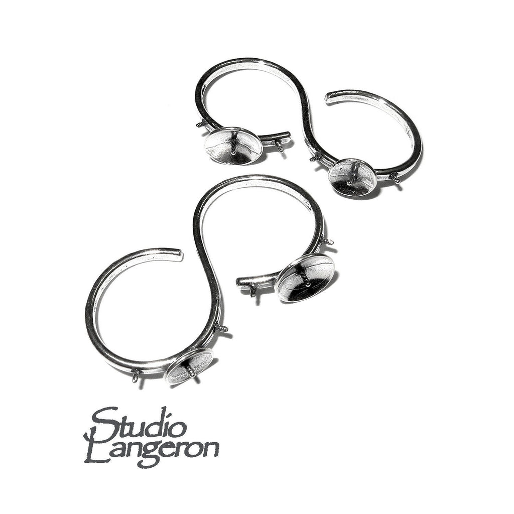 925 sterling silver Two Fingers open blank ring for pearls, silver ring, base ring, ring, sterling silver, Jewelry making, Setting - 1 piece