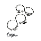 925 sterling silver Two Fingers open blank ring for pearls, silver ring, base ring, ring, sterling silver, Jewelry making, Setting - 1 piece