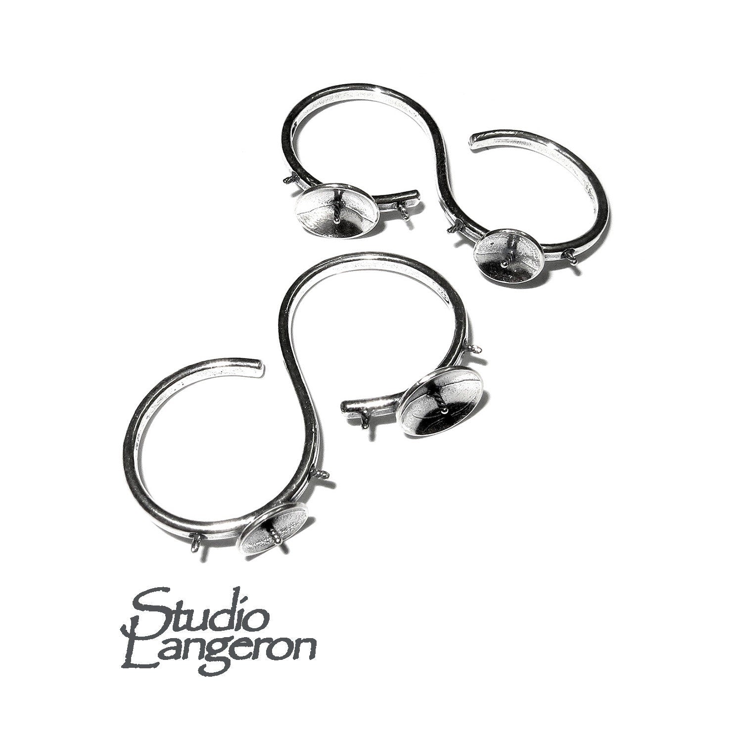 925 sterling silver Two Fingers open blank ring for pearls, silver ring, base ring, ring, sterling silver, Jewelry making, Setting - 1 piece