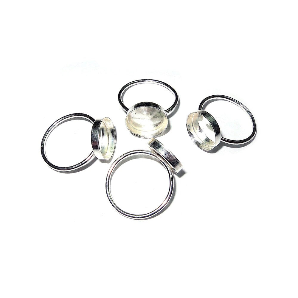 925 sterling silver blank ring with bezel cup 12 mm size 4 - 11, bezel cup, silver ring, base ring, jewelry making, Setting ring - 1 piece