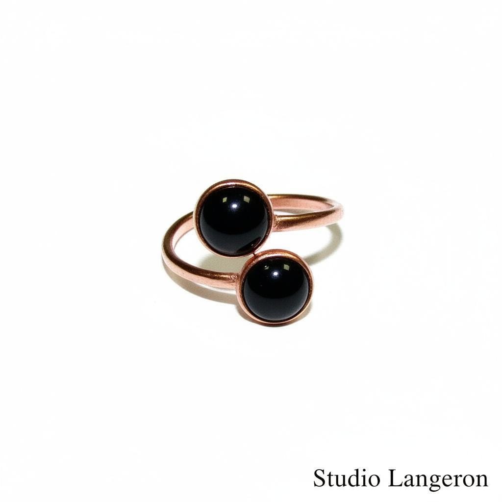 14K Rose gold filled open blank ring with bezel cups 6 mm for gluing, base ring, Gold filled, Jewelry making, 14K rose gold filled - 1 piece