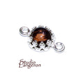 925 Sterling Silver natural Rauchtopaz round Link Connector size 14x7mm, Natural Rauchtopaz silver link, Jewelry making, Connector - 1 piece