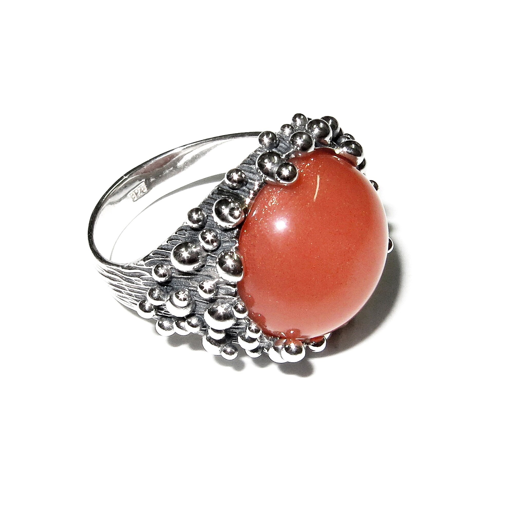Statement moonstone ring 925 sterling silver size 8 1/2, Handmade ring, single copy, 925 sterling silver, Natural Gray moonstone, gemstone