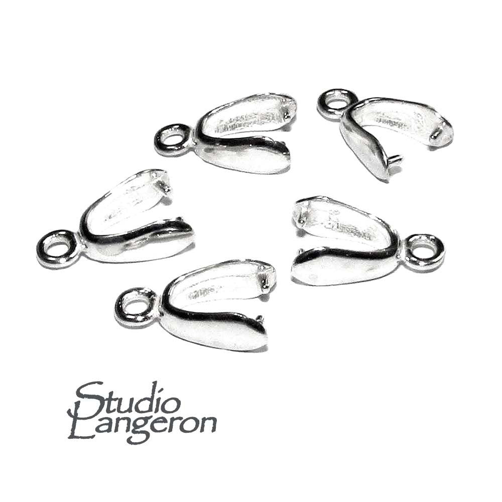 925 Sterling silver Large Pinch Pendant Bail with Ring, sterling silver Bail, Jewelry making, Sterling silver, bail for pendant - 1 piece
