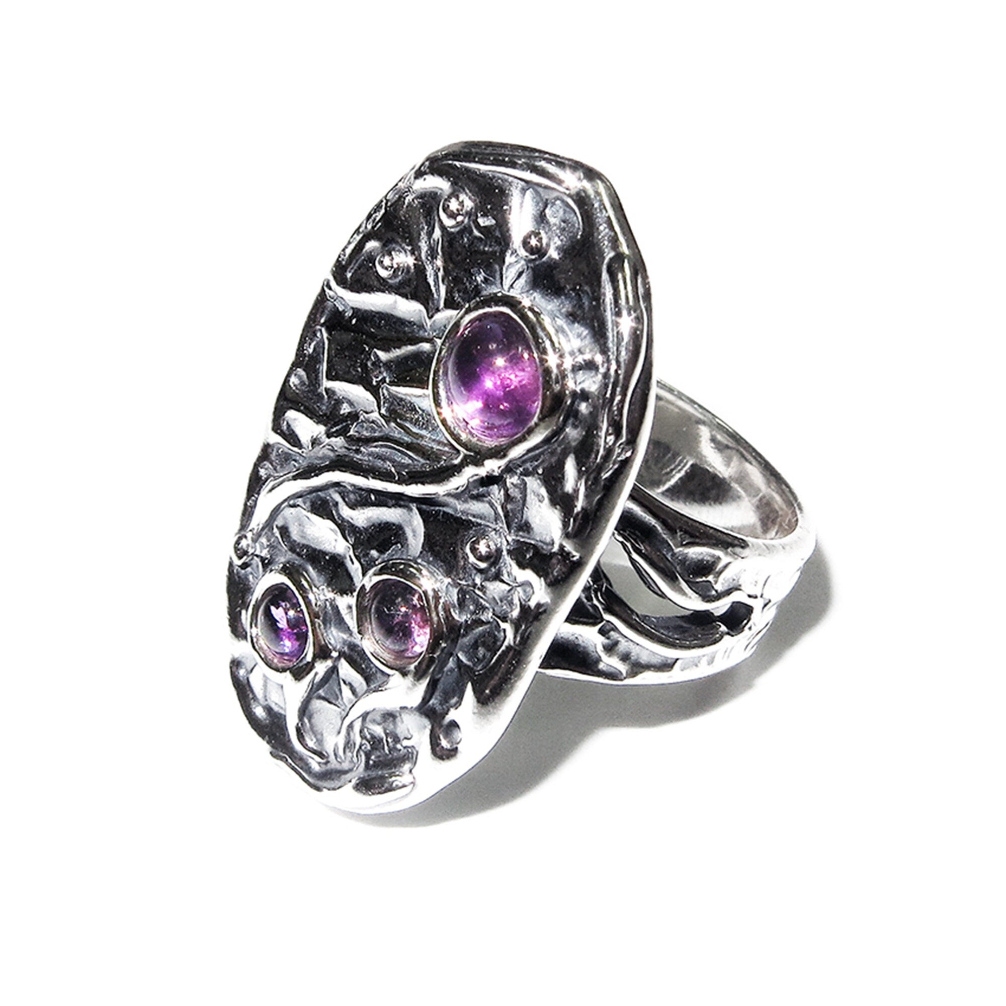 Natural Amethysts ring 925 sterling silver size 6, Handmade ring, single copy, Natural Amethysts, silver ring, Statement ring, Amethyst ring