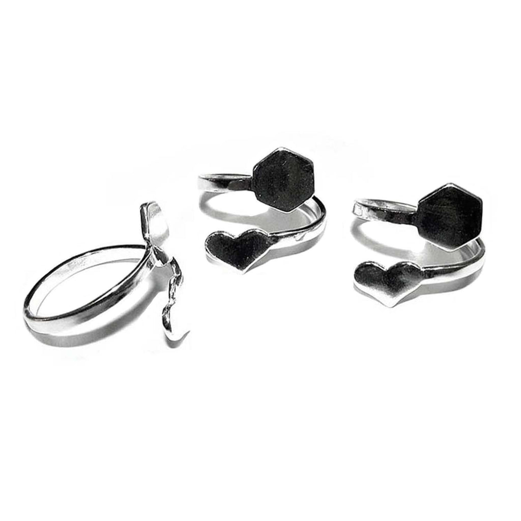 925 sterling silver open blank ring with a platforms for gluing, silver ring, base ring, Setting, jewelry making, open ring - 1 piece