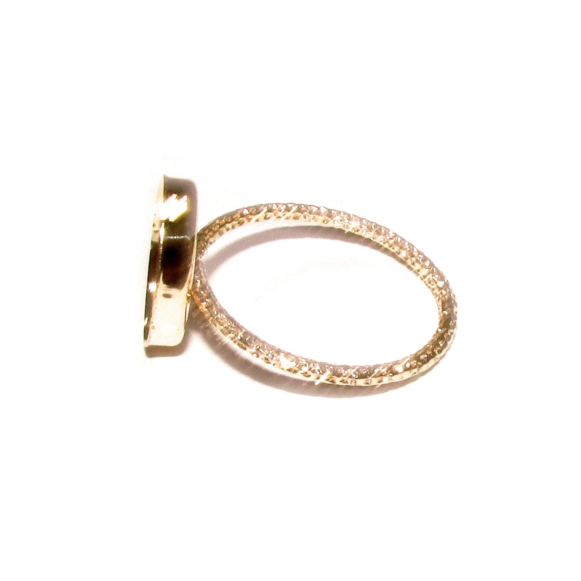 14K Yellow gold filled decorative blank ring with bezel cup 10x12mm size 4 - 11, Base ring, Bezel cup, Setting, Jewelry making - 1 piece