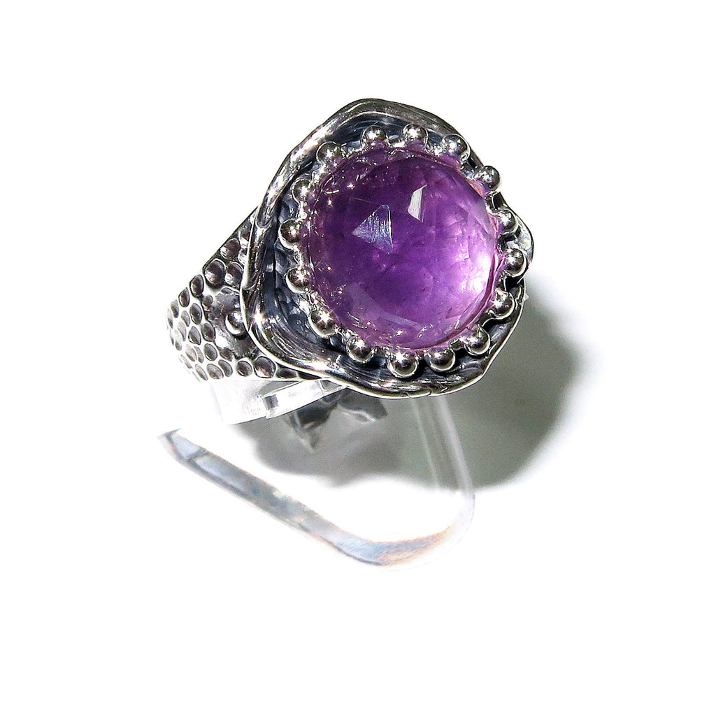 Amethyst ring 925 sterling silver, size 6 1/2, Handmade ring, single copy, Statement ring, Natural amethyst, silver ring, gemstone