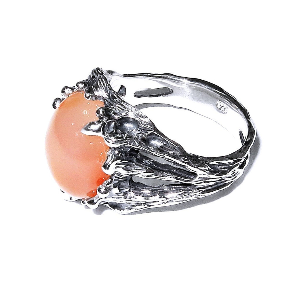 Statement Natural opal ring 925 sterling silver size 8, Handmade ring, single copy, sterling silver, Orange opal, silver ring, gemstone