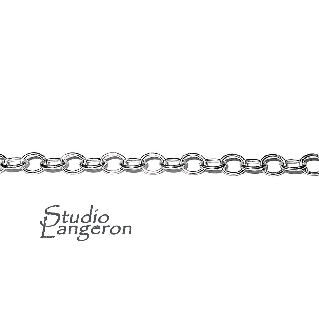 2.5 mm 925 Sterling Silver oval cable shiny chain, silver chain, 925 silver chain, silver chain oval, Jewelry making - 1 Ft (30 cm)