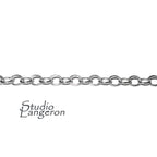 2.5 mm 925 Sterling Silver oval cable shiny chain, silver chain, 925 silver chain, silver chain oval, Jewelry making - 1 Ft (30 cm)