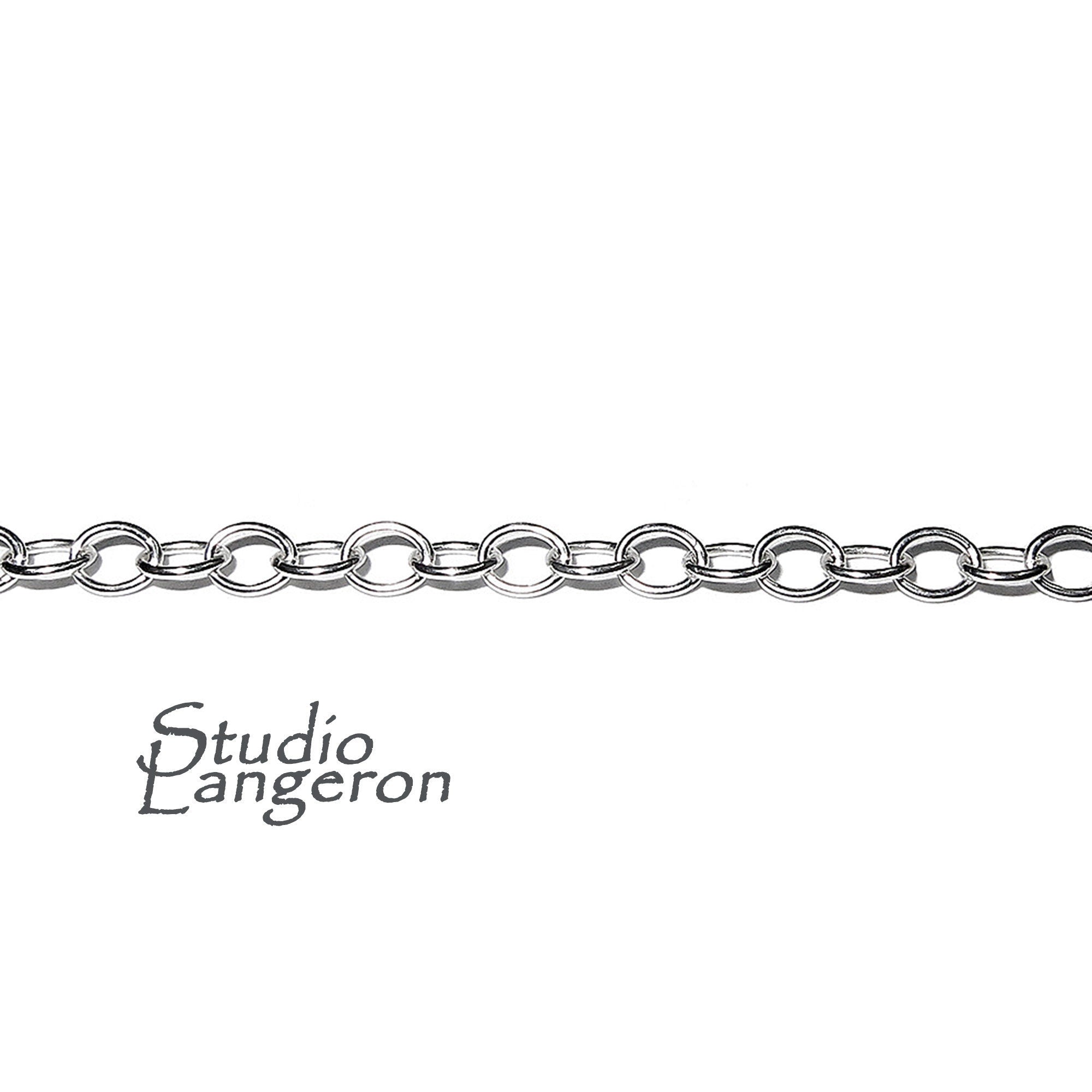 2.5 mm 925 Sterling Silver oval cable shiny chain, silver chain, 925 silver chain, silver chain oval, Jewelry making - 1 Ft (30 cm)