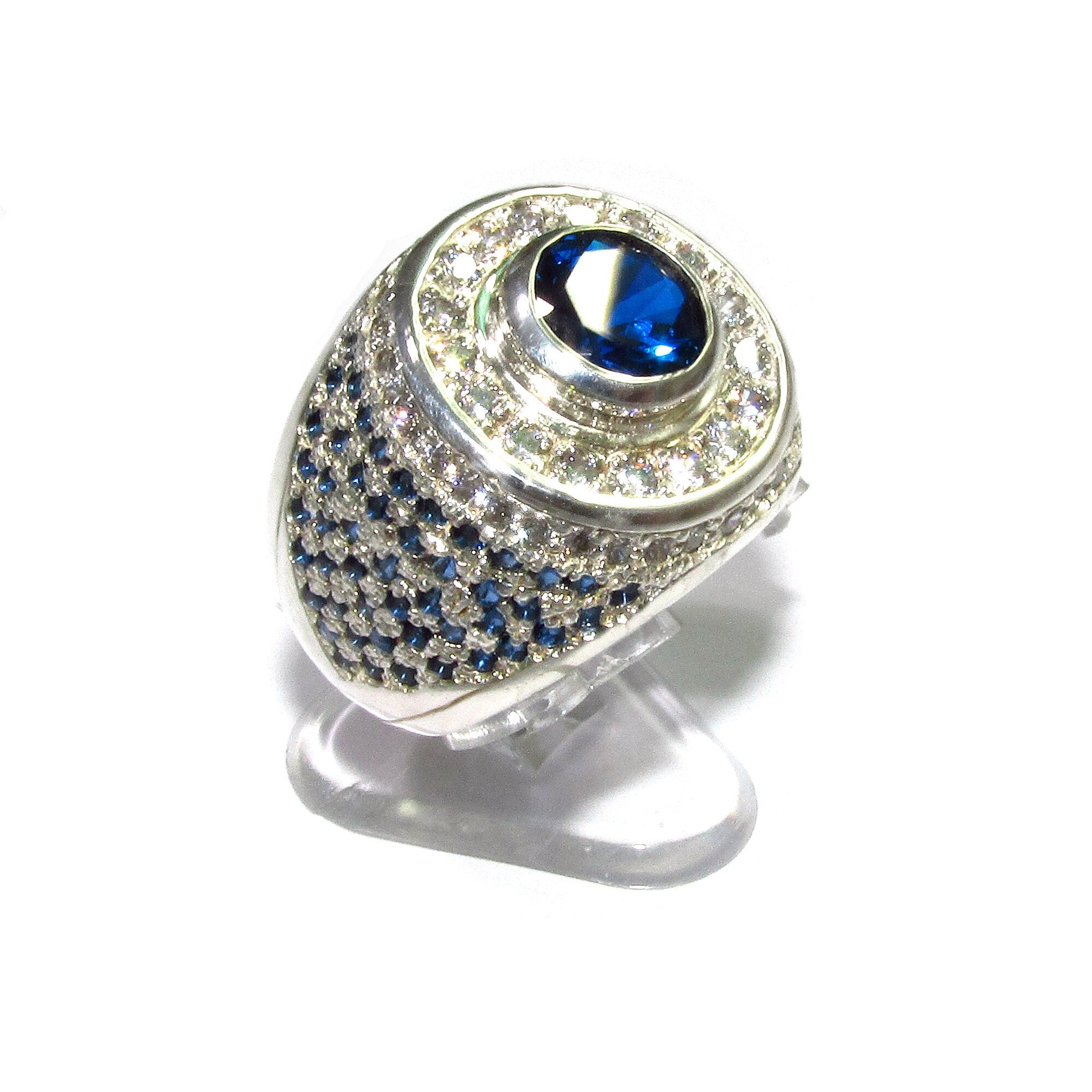 Statement blue topaz ring 925 sterling silver size 8 1/2, Handmade ring, single copy, 925 sterling silver, Natural topaz, Silver ring