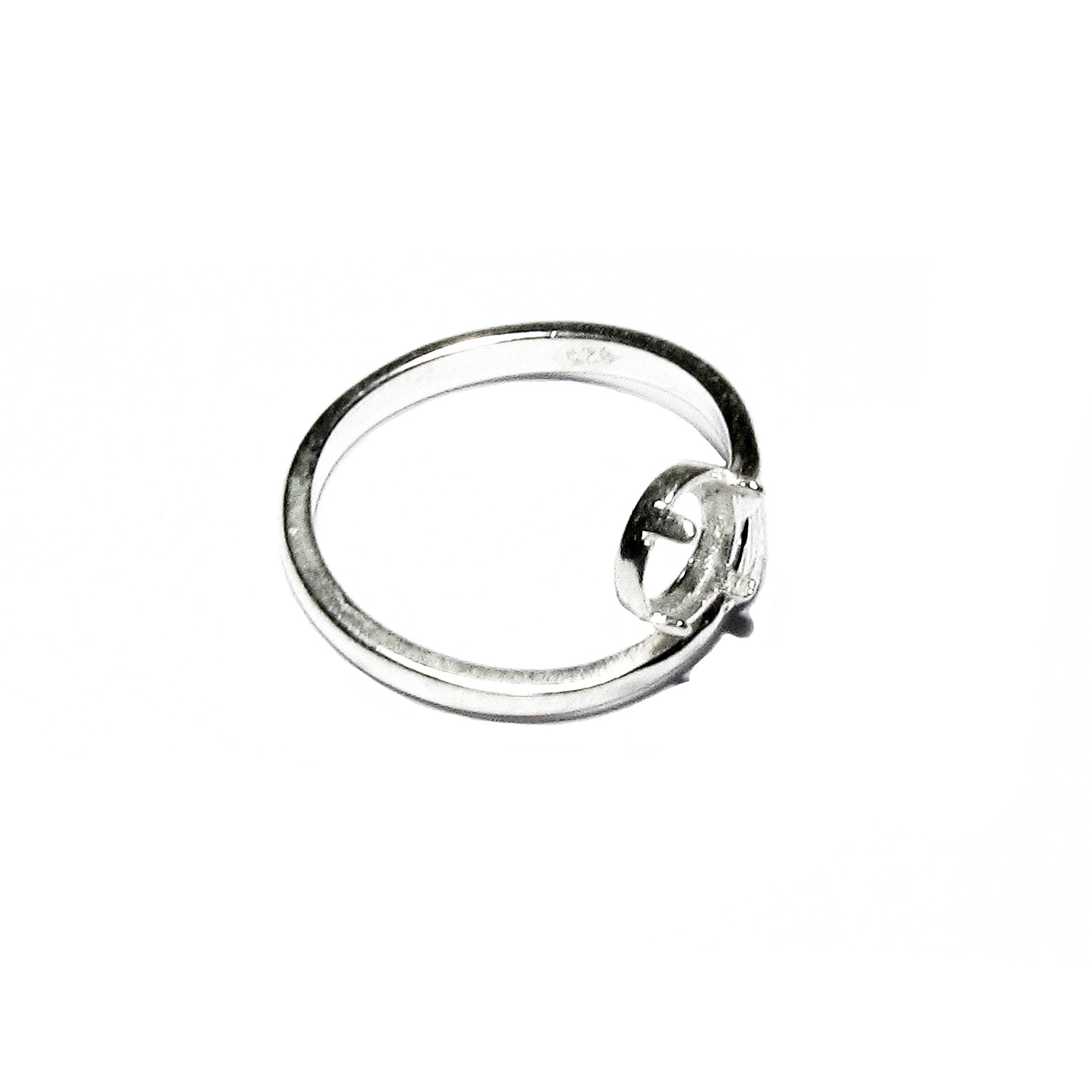 925 sterling silver open blank ring with bezel cup 6 mm, silver ring, base ring, Jewelry making, ring mounting, sterling silver - 1 piece