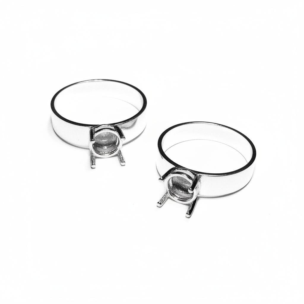 925 sterling silver blank ring with 4-prong setting 7 mm size 4-11, silver ring, Jewelry making, base ring, Setting, Prong setting - 1 piece