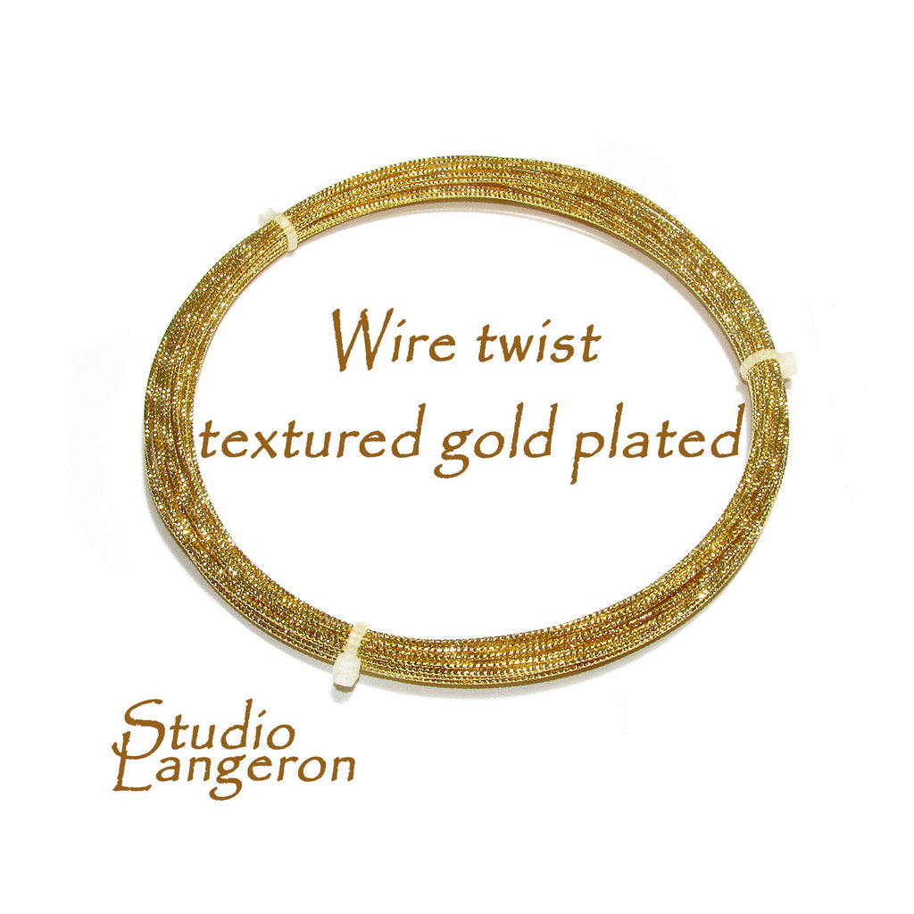 Wire Engraved Twist Textured Gold plated thickness 18, 16 GA, Wire, Gold Plated wire, Textured wire, Jewelry making– 1 meter (3.30 ft.)