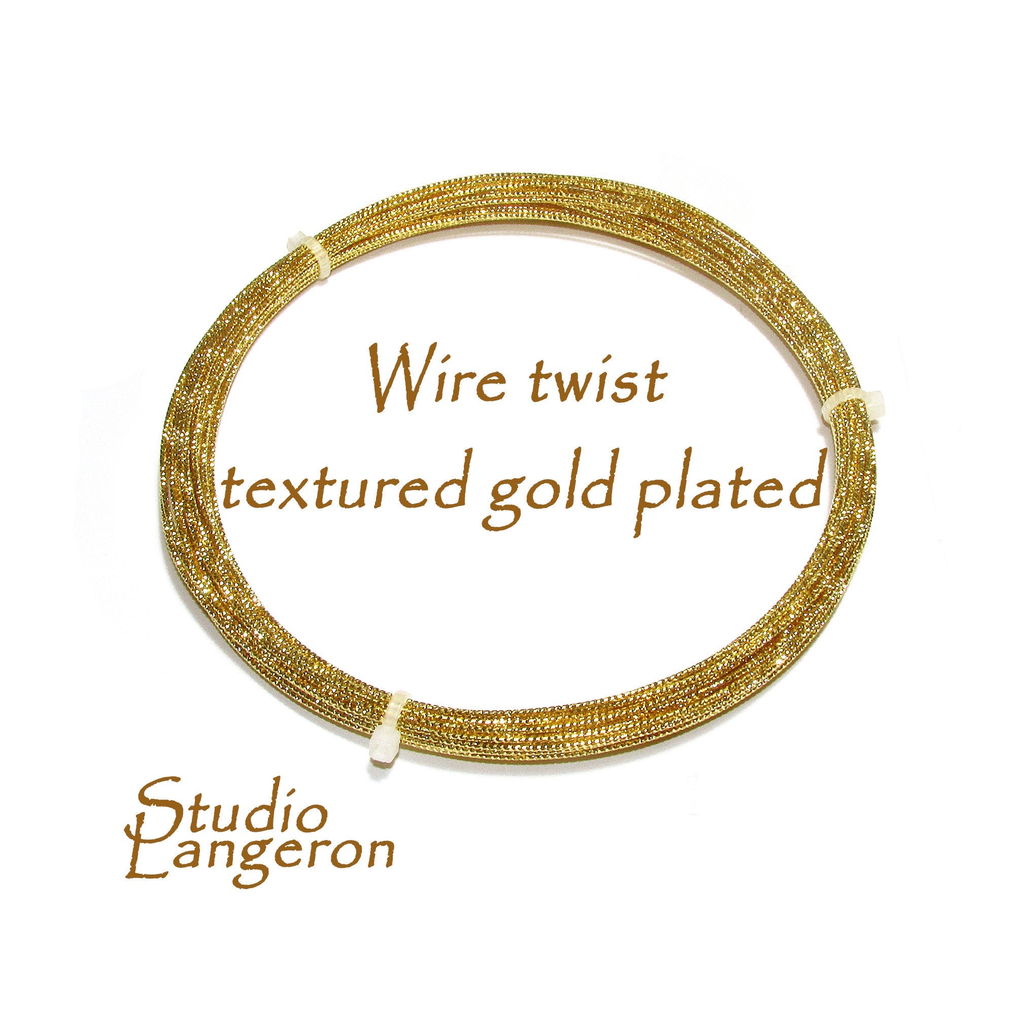 Wire Engraved Twist Textured Gold plated thickness 18, 16 GA, Wire, Gold Plated wire, Textured wire, Jewelry making– 1 meter (3.30 ft.)
